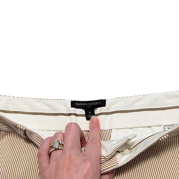 BANANA REPUBLIC Brown White Striped Bermuda Shorts Size 6 - Picture 3 of 6